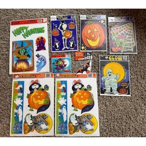 Vintage Lot Class Clings  & Window Clings Halloween Decorations Glow In Dark